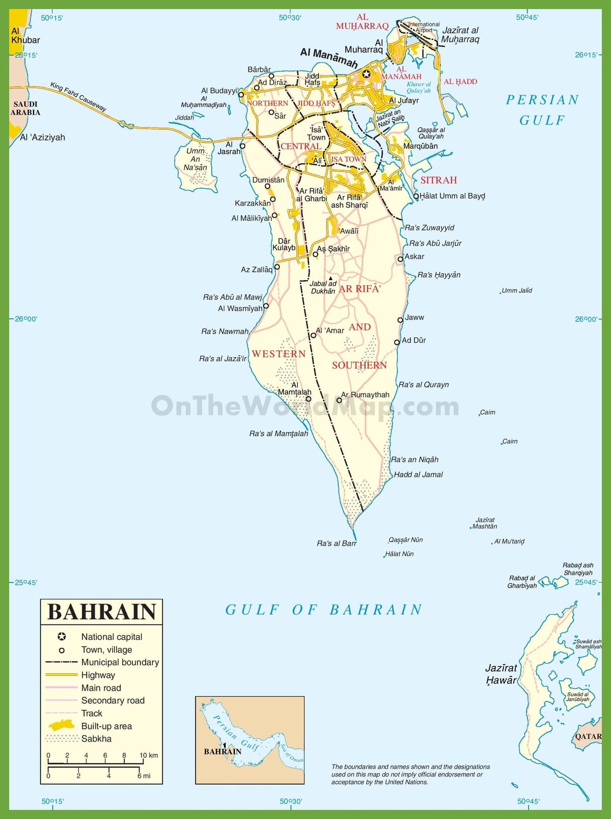 বাহরাইন শহর মানচিত্র